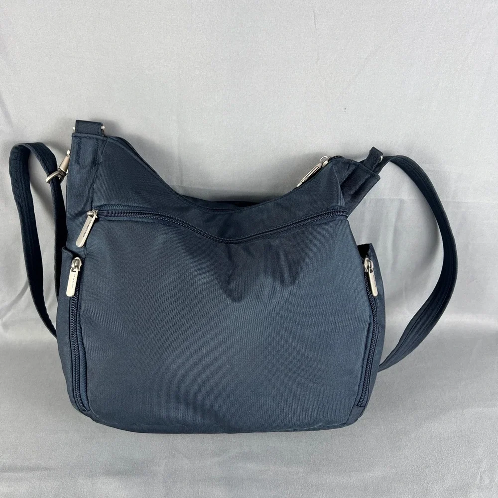 Travelon Anti Theft Classic Crossbody Bucket Bag Womens Blue Adjustable Strap